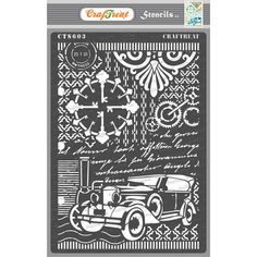 the crafter's workshop stencil set is shown with an old car