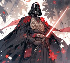 Uma criativa reinterpretação cross-over que une o futurista universo sci-fi de Star Wars com a tradição marcial japonesa dos samurais. Uma nova visão sombria e imponente para um dos maiores vilões do cinema. Star Wars Samurai Art, Star Wars Samurai, Darth Vader Samurai, Vader Tattoo, Darth Vader Tattoo, Anakin Darth Vader, Japanese Warriors, Draw Reference, Superhero Villains