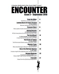 an advertisement for the upcoming event, encounter issue 3 with text in black and white