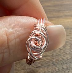 Spiral Rose Wire Ring Dainty Ring Handmade Ring Silver | Etsy Wire Rose Ring, Wire Rose, Wire Ring, Rose Ring, Jewelry Wire, Wire Rings, Ring Rose Gold, Ring Minimalist, Copper And Brass