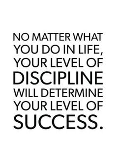 a quote that says no matter what you do in life, your level of discipline will determine