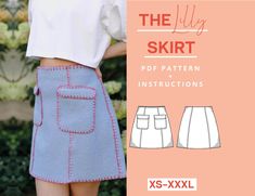 the skirt sewing pattern is easy to sew and has pockets on both sides that can be worn with shorts or skirts