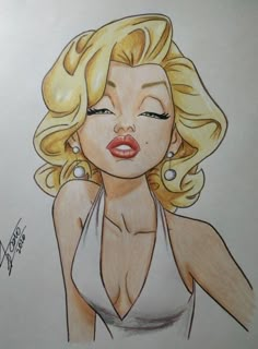 a drawing of a woman with blonde hair