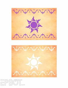 two different designs on the same sheet of paper, each with an image of a sun and waves