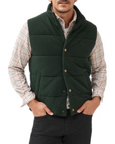 Rodd and Gunn Lake Ferry Quilted Vest Cotton Twill Jacket, Fall Denim, Twill Jacket, Cotton Vest, Sports Blazer, Vest Outfits, Quilted Vest, Tailored Shirts, Workout Jacket