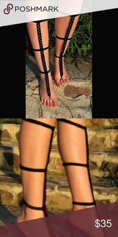 Spotted while shopping on Poshmark: Black Handmade Crochet Barefoot Gladiator Sandals! #poshmark #fashion #shopping #style #Shoes Bohemian Black Anklets For Party, Black Bohemian Anklets For Party, Black Ankle Strap Barefoot Sandals For Festival, Black Barefoot Sandals For Summer Festival, Adjustable Black Bohemian Barefoot Sandals, Black Anklets For Summer Vacation, Black Summer Vacation Anklets, Handmade Black Barefoot Sandals For Beach, Black Bohemian Barefoot Sandals For Vacation