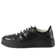 Gucci GG Embossed Sneaker 'Black Leather' 669582-1XL10-1000 Classic Gucci Sneakers With Embossed Logo, Luxury Gucci Sneakers, Black Sneakers With Leather Lining, Gucci Leather Sneakers With Perforations, Gucci Leather Sneakers With Leather Sole, Classic Gucci Sneakers, Luxury Black Sneakers With Perforations, Luxury Black Sneakers With Embossed Logo, Gucci Black Leather Sneakers