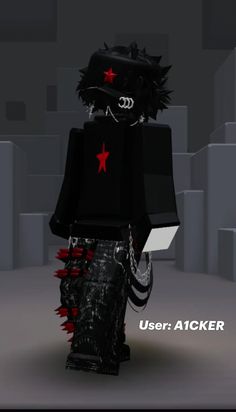 an animated character with black hair and red stars