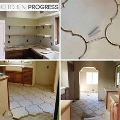 the kitchen is being remodeled with new tile