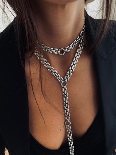 Lariat Set Necklace-long Necklace-chunky Thick Gold - Etsy Long Drop Necklace, Silver Lariat Necklace, Edgy Necklace, Chunky Gold Necklaces, O Ring Choker, Statement Necklace Gold, Lariat Necklace Silver, Chunky Choker, Mode Instagram