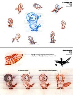 some drawings of different types of birds and their wings are shown in this drawing lesson