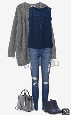 Cooler Style, Stitch Fix Outfits, Modieuze Outfits, Grey Cardigan, 가을 패션