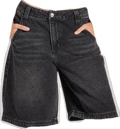 Sporty Denim Shorts, Sporty Black Denim Bottoms, Casual Black Relaxed Fit Jean Shorts, Casual Black Knee-length Jean Shorts, Casual Washed Black Jean Shorts For Streetwear, Black Casual Jean Shorts, Sporty Black Denim Jeans, Black Straight Leg Jean Shorts, Casual Washed Black Straight Leg Shorts