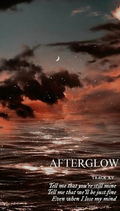 an ocean scene with the words afterglow above it