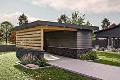 a house with a covered garage in the yard