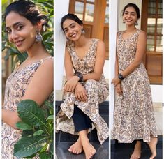 Sleeveless Kurti Designs, Aishwarya Lekshmi, Sleeveless Kurti, Kalamkari Dresses, Simple Frock Design, Simple Frocks, Churidar Designs