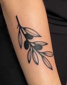 an olive branch tattoo on the arm