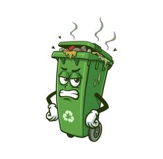 Mascot Illustration, Adobe Illustration, Hand Drawn Logo Design, Character Mascot, Cartoon Mascot, Character Vector, Hand Drawn Logo, Garbage Bin, Trash Bin