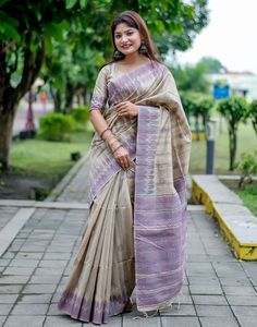 Type: Saree Saree Color: Lavender & Beige Blouse Color: Lavender & Beige Saree Length: 6.2 Mtrs Blouse Length: 0.80 Mtr Fabric: Tussar Silk Work: Weaving  Care Instruction: Hand Wash Product Code: 53259 Purple Weave, Lavender Blouse, Beige Blouse, Violet Color, Tussar Silk Saree, Traditional Sarees, Printed Sarees