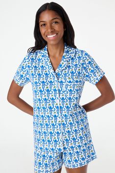 Roller Rabbit Blue Monkey Polo Pajamas