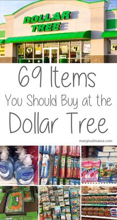 collage of dollar tree stores with text overlay saying 6 items you should buy at the dollar tree