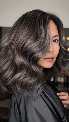 Glamorous Grace: 20 Hair Colors for Stunning Older Women Grey Hair Shades, Cool Undertones Hair Color, Grey Brown Hair, Ash Grey Hair, Hairstyles And Colors, Hair Styles Long Hair, Hair Color Asian, Grey Hair Transformation, Ash Brown Hair