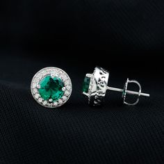 Product Details A gorgeous pair of Solitaire Stud Earrings for your gorgeous wife, starring a Round Shape Created Emerald Solitaire encircled by a Halo of sparkling Diamond gemstones. The stunning pair of Stud Earrings are a piece of craftsmanship created by experts and set in Solid Gold. Product Information SKU SHP-EARRINGS032151662 Weight 2.00 gm (Approximate) LAB CREATED EMERALD INFORMATION No.of Stones 2 Pieces Total Weight 1.60 Carat (Approximate) Dimension(approx) Round-6X6 mm-2 Pcs Color Emerald Stud Earrings, Emerald Earrings Studs, Lab Created Emerald, Your Gorgeous, Solitaire Studs, Sparkling Diamond, Type 4, Diamond Halo, Sparkle Diamonds