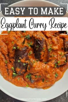 EASY EGGPLANT CURRY Vegetarian Curry Recipes, Indian Eggplant, Easy Eggplant, Curried Cauliflower