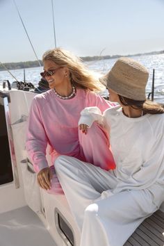 matching w/ your bestie this summer is IN 🤍 Pink Crew Top For Spring, Pink Crew Neck Top For Spring, White Tops With Letter Embroidery For Spring, Spring Pink Tops With Letter Embroidery, Spring Pink Top With Letter Embroidery, Pink Bubblegum, Beach Club, This Summer, Pink White