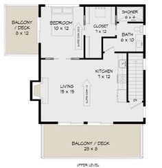 the floor plan for a two bedroom, one bath apartment with an attached garage and laundry room