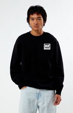 Cozy up in the As Seen On TV Crew Neck Sweatshirt from HUF. With soft fleece lining, long sleeves, a classic crew neckline, and bold HUF graphics, this sweatshirt is finished with ribbed trimming for a snug, stylish fit.Solid color sweatshirtSoft fleece liningLong sleevesCrew necklineHUF graphicsRibbed trimming80% cotton, 20% polyesterMachine washableModel is wearing a size mediumModel Measurements: 6'0” Height, 36L Suit, 30” Waist, 32” Inseam HUF Mens As Seen On Tv Crew Neck Sweatshirt - Black size Medium As Seen On Tv, Pacsun, Crew Neck Sweatshirt, Long Sleeves, Solid Color, Crew Neck, Top Outfits, Mens Outfits, Tv