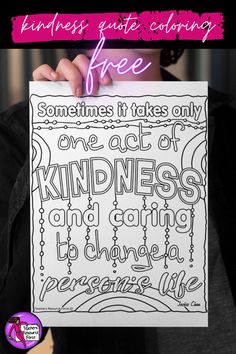 a person holding up a sign with the words kindness and giving it to someone else