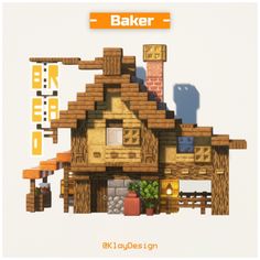 an image of a house made out of wood and bricks with the words baker above it