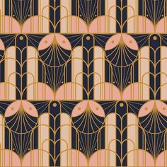 an art deco style wallpaper with pink and blue colors