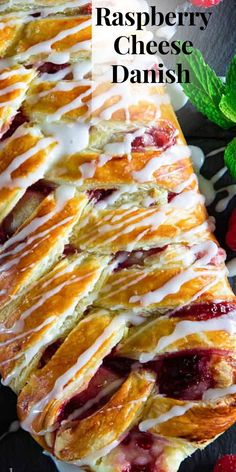 raspberry cheese danish with icing on top