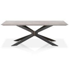 a rectangular table with two intersecting legs and a concrete top, on a white background