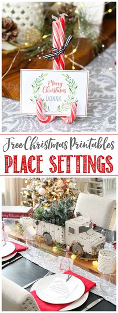 christmas printables place settings for the table