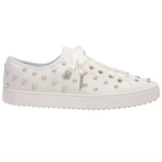 New Without Box Kate Spade New York Low Top Textile Sneakers. Color: White With Silver-Tone Metallic Hardware And Faux White Pearl All Over. Lace-Up Closure. Textile Upper, Textile Lining, Rubber Sole. Size 8 Platform Keds, Kate Spade Sneakers, Kate Spade Keds, Keds Sneakers, White Tennis Shoes, Glitter Sneakers, Kate Spade Shoes, Red And White Stripes, Black Laces