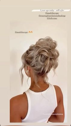 Messy Buns Bridesmaid, Bun Updos For Wedding, Updo Bun Bridesmaid, Bridesmaid Blonde Hairstyles, 3 Bun Hairstyle, High Updo Prom Hairstyles, Summer Hairstyles Wedding, Blonde Bride Hair Updo, Up Hairstyles For Hoco