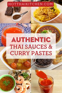 authentic thai sauces and curry pastes with text overlay that reads authentic thai sauces and curry paste