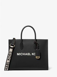 Mirella Medium Pebbled Leather Tote Bag | Michael Kors Tous Bag, Soft Era, Brand Lettering, Michael Kors Bag Black, Michael Kors Mercer, Classic White Shirt, Michael Kors Tote Bags, Oversized Bag, Michael Kors Purse