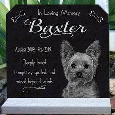 a memorial plaque with a dog on it