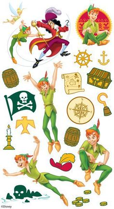 an image of peter the pirate stickers on a white background with other items in it