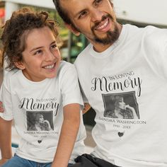 Funeral 'In loving memory' Tshirt, the perfect tribute to your love one in black and white. Featuring the saying 'in loving memory' a photo, their name, birth/death dates and a heart with birds flying from it. Memory Tshirt, Loving Memory, Photo Memories, Memorial Service, Birds Flying, In Loving Memory, Mens Fashion Shoes, Custom Holiday Card, A Heart