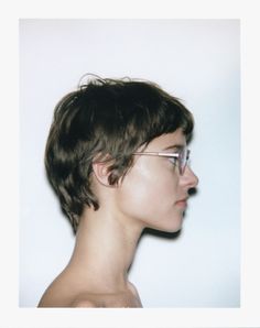 Queer Haircut Short, Heads Reference, Mini Mullet, Chris Rhodes, Queer Haircut, Salon Pics, Short Hair Glasses, Queer Hair, High Fashion Art