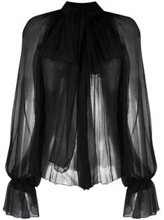 Atu Body Couture bow-detail Silk Blouse - Farfetch Fashion Week Dresses, Bow Shirts, Couture Outfits, Summer Fashion Outfits, Lady Dior, Black Silk, Black Blouse, Silk Blouse, Outfit Inspirationen