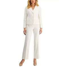 Le Suit Notch-Collar Front Button Pantsuit Women'S 16 Vanilla Ice Zipper Fly Le Suit Notch-Collar Front Button Pantsuit Women's 16 Vanilla Ice Zipper Fly Retail: $225.00 Elevate Your Wardrobe With This Stylish Le Suit Notch-Collar Front Button Pantsuit, Perfect For Any Occasion. The Vanilla Ice Color And Zipper Fly Design Add A Touch Of Sophistication To This Women's Size 16 Suit. The Suit Is Tailored To Fit Perfectly And Features A Notch-Collar Design, Front Button Closure, And Zipper Fly Le Suit, Notch Collar, Vanilla Ice, Matching Family Outfits, Family Outfits, Set Outfit, Dress Suits, Active Wear Tops, Shirts For Girls