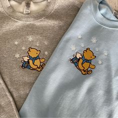 High Quality Embroidery. 50/50 Preshrunk Cotton/Poly. (Gildan, Jerzees Or Hanes, Pending Color) Medium Weight 8 Oz./Yd. Unisex Sizes. Brown Disney Swester, Winnie The Pooh Embroidered Sweatshirt, Winnie The Pooh Sweatshirt, Winnie The Pooh Clothes, Store Sweatshirts, Winnie The Pooh Winter, Navy Blue Crewneck, Disney Clothes, Disney Embroidery