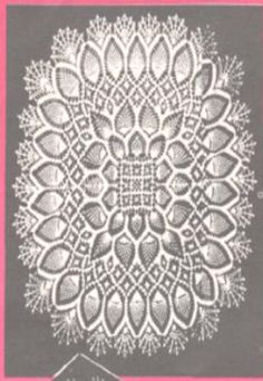 an old doily pattern on a pink and gray background