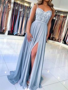 WD0238,Light Blue Chiffon Lace Beaded Prom Dresses on Storenvy Light Blue Prom Dress, Evening Dress Long, Spaghetti Strap Prom Dress, Chiffon Evening Dresses, Beaded Prom Dress, Cute Prom Dresses, Pretty Prom Dresses, Grad Dresses, Lace Evening Dresses